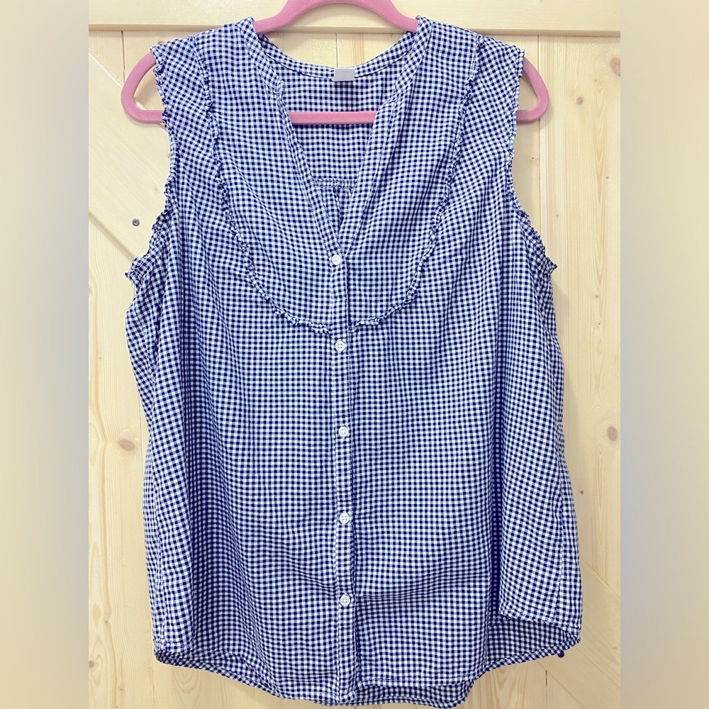 ❤️❤️Old Navy Country Checker Board White & Black Sleeveless Button Down